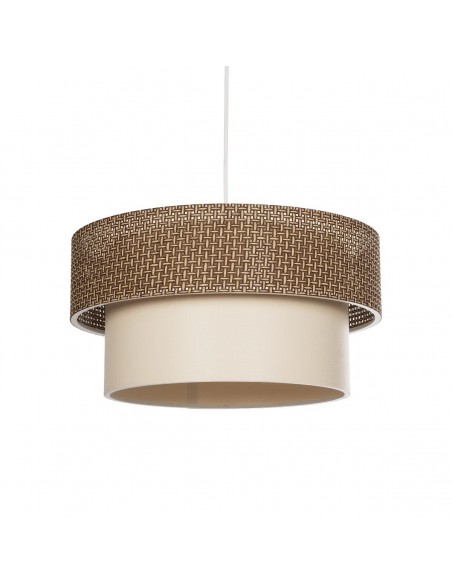 GloboStar® LIVI 203-0175 Μοντέρνο Κρεμαστό Φωτιστικό Καπέλο Μονόφωτο 1 x E27 IP20 Σκούρο Καφέ & Λευκό Ύφασμα - Μ38 x Π38 x Υ95cm