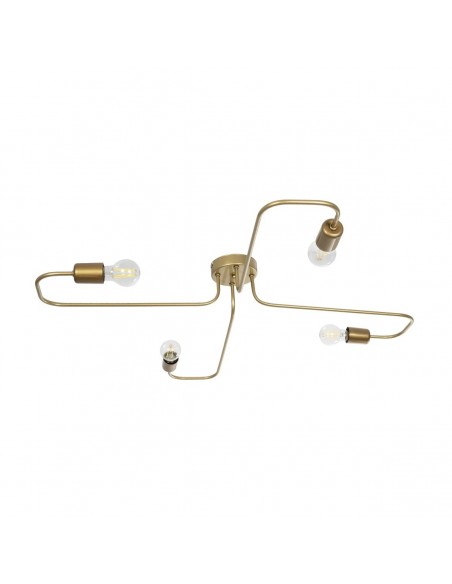 GloboStar® MOORNA 201-0065 Vintage Φωτιστικό Οροφής Πλέγμα Πολύφωτο 4 x E27 IP20 Χρυσό Μέταλλο - Μ97 x Π97 x Υ7cm