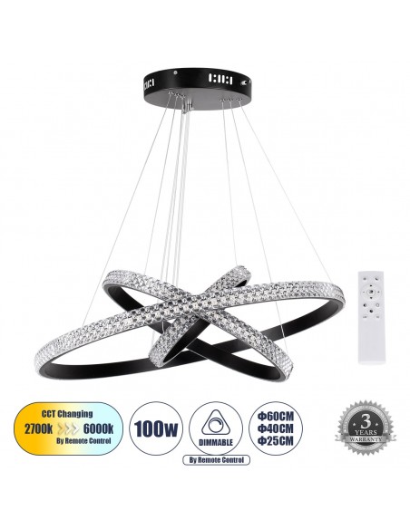 GloboStar® DIAMOND TRIO 61136-DECO Κρεμαστό Φωτιστικό...
