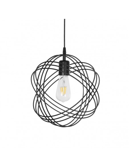 GloboStar® GLOWN 201-0023 Μοντέρνο Κρεμαστό Φωτιστικό Πλέγμα Μονόφωτο 1 x E27 IP20 Μαύρο Μέταλλο - Μ30 x Π30 x Υ33cm