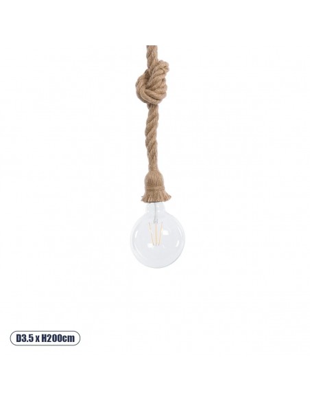 GLOBOSTAR® ROPE 01018 Boho Κρεμαστό Φωτιστικό Οροφής με Ντουί 1 x E27 AC 220-240V IP20 - Μπεζ - Μ3.5 x Π3.5 x Υ200cm