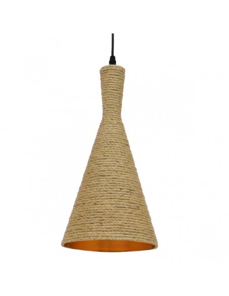 GLOBOSTAR® SHANGHAI 00918 Boho Κρεμαστό Φωτιστικό Οροφής με Ντουί 1 x E27 AC 220-240V IP20 - Μπεζ & Χρυσό - Μ19 x Π19 x Υ38cm