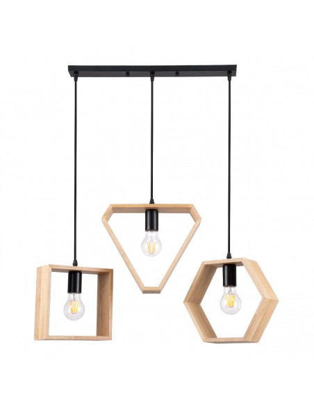 GLOBOSTAR® ELISE 00682 Μοντέρνο Κρεμαστό Φωτιστικό Οροφής με Ντουί 3 x E27 AC 220-240V IP20 - Μπεζ & Μαύρο - Μ76 x Π8 x Υ25cm