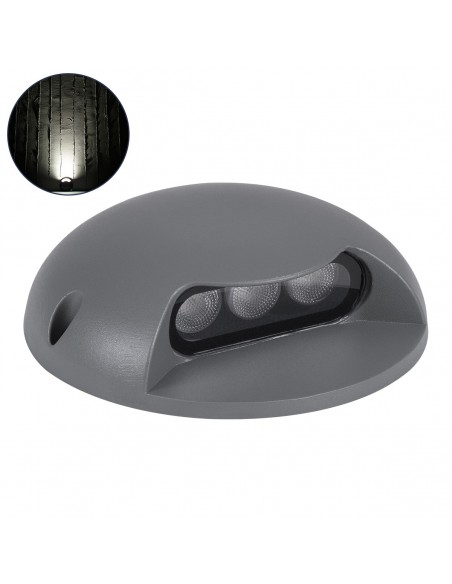 GLOBOSTAR® STEP-LUNA 90623 Αρχιτεκτονικό Φωτιστικό Διαδρόμου/Σκαλοπατιού LED 3W 345lm 10° DC 24V Αδιάβροχο IP65 Φυσικό Λευκό 4500K Dimmable - Γκρι Ανθρακί - Φ12 x Υ3cm - 3 Χρόνια Εγγύηση