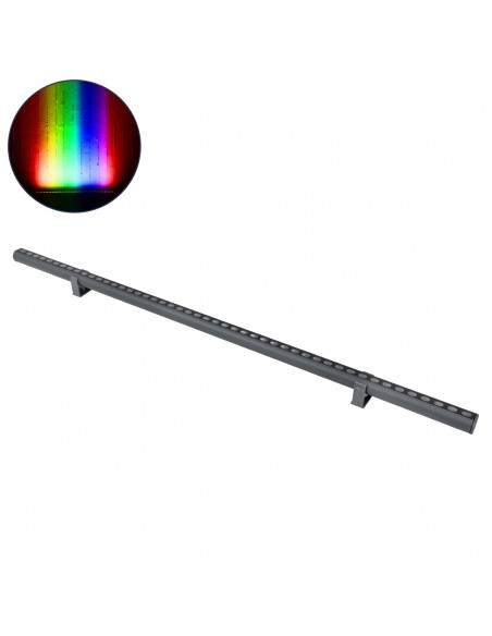 GLOBOSTAR® WASHER-STELLAR 90577 Μπάρα Φωτισμού Wall Washer LED 12W 1020lm 30° DC 24V Αδιάβροχο IP65 Πολύχρωμο RGBW Dimmable DMX512 - Γκρι Ανθρακί - Μ100 x Π3.2 x Υ3cm - 3 Χρόνια Εγγύηση