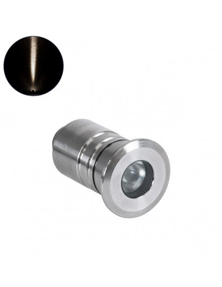 GLOBOSTAR® UNDERWATER-DANI 90411 Υποβρύχιο Χωνευτό Σποτ για Σιντριβάνια/Πισίνες LED 1W 95lm 5° DC 24V Αδιάβροχο IP68 Φυσικό Λευκό 4500K Dimmable - Ανοξείδωτο Ατσάλι 304 - Φ3 x Υ5cm / Q2.5cm - 3 Χρόνια Εγγύηση