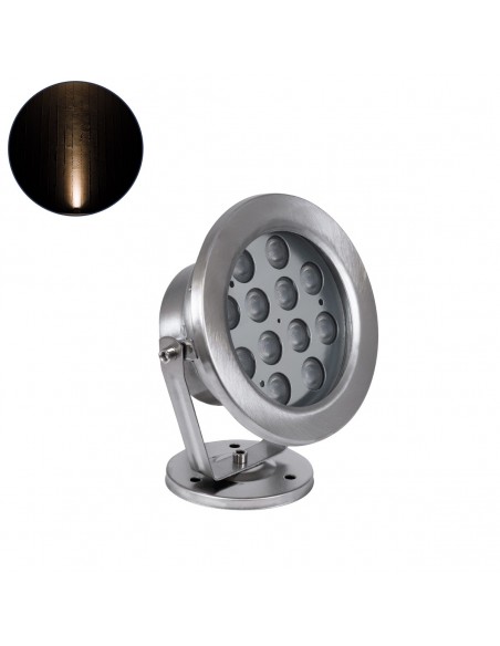 GLOBOSTAR® UNDERWATER-DENIS 90429 Υποβρύχιος Προβολέας Σποτ για Σιντριβάνια/Πισίνες LED 12W 1080lm 30° DC 24V Αδιάβροχο IP68 Θερμό Λευκό 2700K Dimmable - Ανοξείδωτο Ατσάλι 304 - Μ14.5 x Π7 x Υ17cm - 3 Χρόνια Εγγύηση