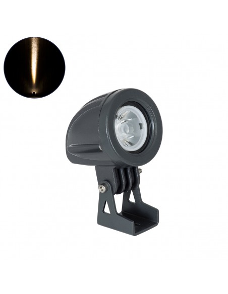 GLOBOSTAR® TREELIGHT-TREEDITA 90474 Σποτ Φωτισμού για Φυτά - Δέντρα LED 3W 330lm 8° DC 24V Αδιάβροχο IP65 Θερμό Λευκό 2700K Dimmable - Γκρι Ανθρακί - Μ5.7 x Π6.5 x Υ9.8cm - 3 Χρόνια Εγγύηση