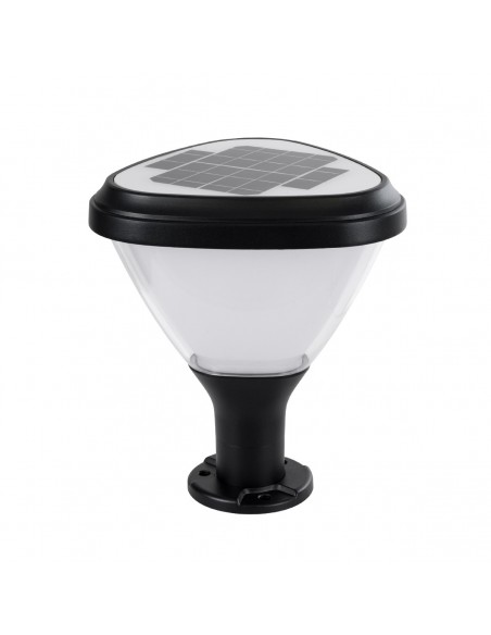 GLOBOSTAR® NATURE 90532 Φωτιστικό Κολωνάκι Κήπου LED 10W 500lm 120° με Ενσωματωμένο Φωτοβολταϊκό Panel 6V 2W & Επαναφορτιζόμενη Μπαταρία Li-ion 3.2V 8000mAh με Αισθητήρα Ημέρας-Νύχτας Αδιάβροχο IP65 Ψυχρό Λευκό 6000K - Γκρι Ανθρακί - Μ26 x Π26 x Υ30cm - 2 Χρόνια Εγγύηση