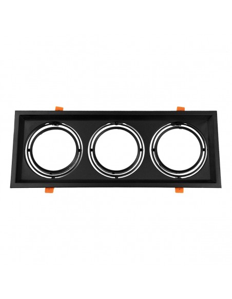 GLOBOSTAR® VITA 77857 Χωνευτή Κινούμενη Βάση για 3 x Σποτ AR111 με Ντουί GU10/GU5.3 IP20 - Μαύρο Ματ - Μ48.7 x Π18 x Υ5.5cm / Q47.5 x 17cm