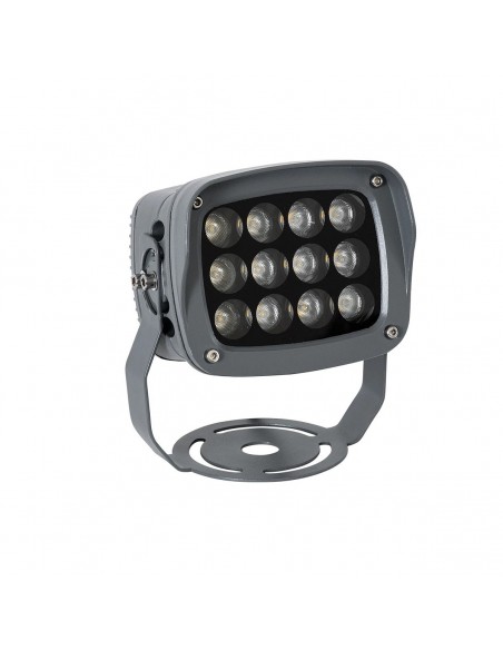 GLOBOSTAR® FLOOD-XENA 90121 Προβολέας Σποτ Wall Washer LED 12W 1320lm 10° AC 220-240V Αδιάβροχο IP65 Θερμό Λευκό 2700K - Γκρι Ανθρακί - Μ13.5 x Π11 x Υ15cm - 3 Χρόνια Εγγύηση