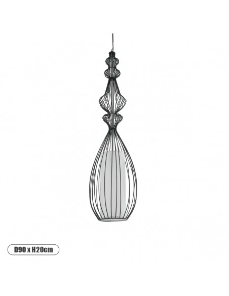 GLOBOSTAR® LILY 01561 Vintage Κρεμαστό Φωτιστικό Οροφής με Ντουί 1 x E27 AC 220-240V IP20 - Μαύρο & Λευκό - Μ90 x Π90 x Υ20cm