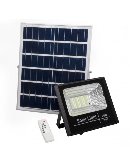 GLOBOSTAR® HERMES 71556 Προβολέας LED 60W 600lm 120° DC 5V με Φωτοβολταϊκό Panel 5V 12W & Επαναφορτιζόμενη Μπαταρία Li-ion 3.2V 10000mAh Αδιάβροχο IP65 Ψυχρό Λευκό 6000K - Sanan Chip - Μαύρο - Μ26.5 x Π22 x Υ6.5cm - 2 Χρόνια Εγγύηση