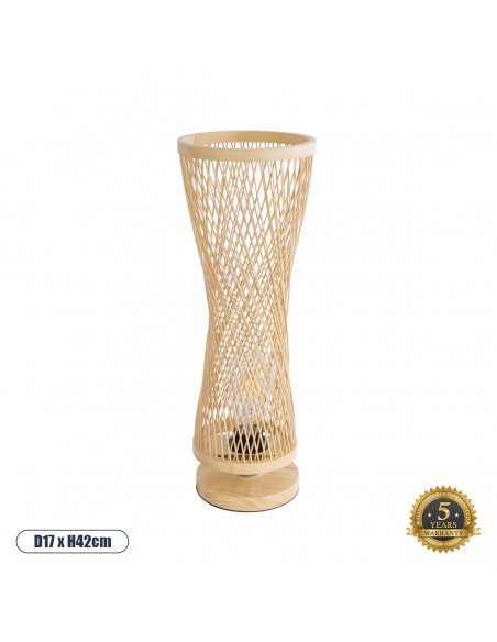 GLOBOSTAR® ROWAN 01994 Boho Επιτραπέζιο Φωτιστικό Πορτατίφ με Ντουί 1 x E27 AC 220-240V IP20 - Μπεζ - Μ17 x Π17 x Υ42cm