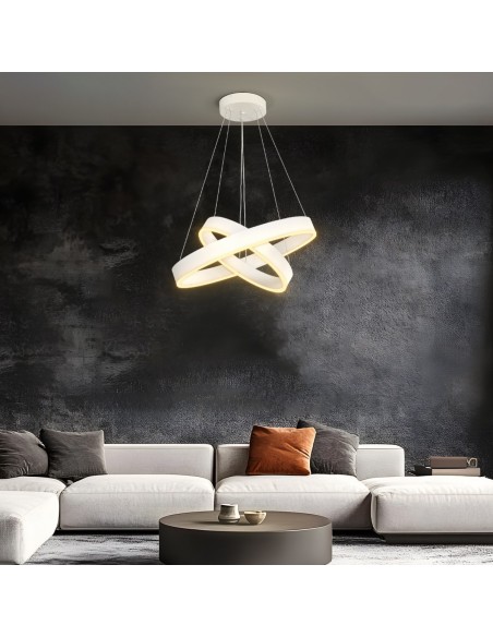 kelvo® VENOM 61186-DECO Μοντέρνο Κρεμαστό Φωτιστικό Οροφής LED 75W 8818lm 120° AC 220-240V IP20 Ρυθμιζόμενο Λευκό CCT με Χειριστήριο από 2700K έως 6000K Dimmable - Lumileds SMD Chip - Λευκό Ματ - Μ60 x Π60 x Υ40cm - 3 Χρόνια Εγγύηση