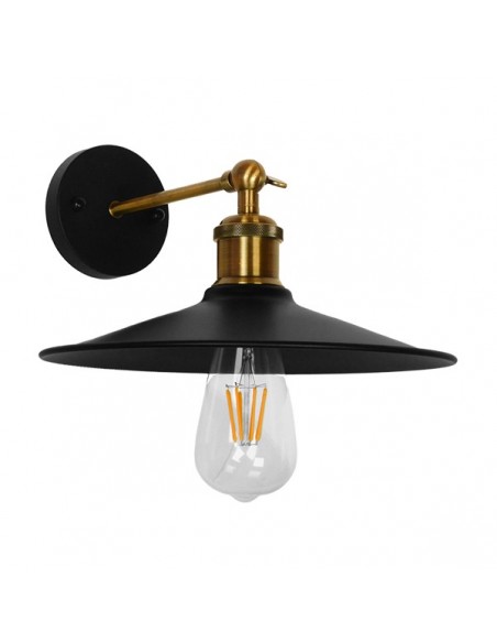 GLOBOSTAR® MINIMALL 01039 Vintage Φωτιστικό Τοίχου - Απλίκα με Ντουί 1 x E27 AC 220-240V IP20 - Μαύρο & Χρυσό - Μ22 x Π39 x Υ18cm