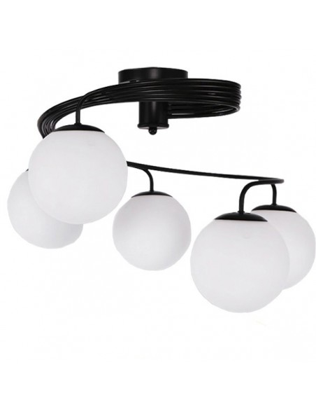 GLOBOSTAR® SELINA 01090 Μοντέρνο Φωτιστικό Οροφής με Ντουί 5 x E27 AC 220-240V IP20 - Μαύρο & Λευκό - Μ63 x Π63 x Υ47cm