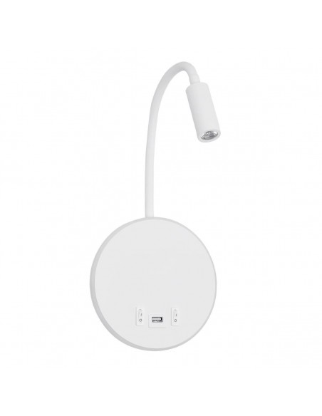 GLOBOSTAR® GOOSE 61693 Μοντέρνο Φωτιστικό Τοίχου - Απλίκα Ξενοδοχείου Reading Light με Φορτιστή USB 3A LED 6W 600lm 36° & 360° AC 220-240V IP20 Θερμό Λευκό 2700K - Bridgelux COB Chip & TÜV SÜD Driver - Λευκό Ματ - Μ15.5 x Π22.5 x Υ30cm - 3 Χρόνια Εγγύηση