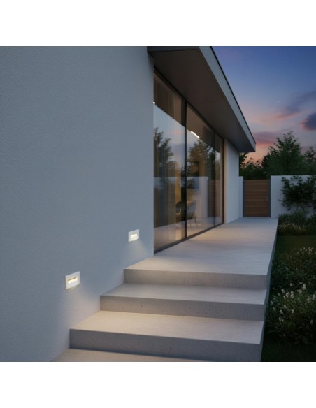 kelvo® STEPART KLV-101-0082 Μοντέρνο Χωνευτό Φωτιστικό Σκαλοπατιού - Διαδρόμου LED 3W 375lm 45° AC 220-240V Αδιάβροχο IP65 Θερμό Λευκό 2700K - Lumileds SMD Chip & TÜV SÜD Driver - Λευκό Ματ - Μ10.5 x Π4.5 x Υ6cm / Q9.12 x 4.49cm - 5 Χρόνια Εγγύηση