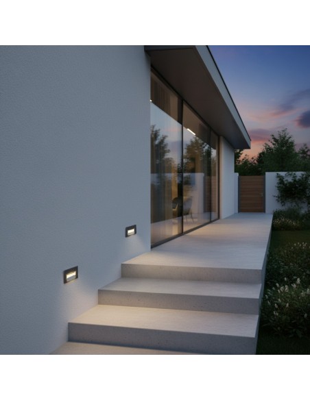 kelvo® STEPART KLV-101-0081 Μοντέρνο Χωνευτό Φωτιστικό Σκαλοπατιού - Διαδρόμου LED 3W 375lm 45° AC 220-240V Αδιάβροχο IP65 Θερμό Λευκό 2700K - Lumileds SMD Chip & TÜV SÜD Driver - Γκρι Ανθρακί Ματ - Μ10.5 x Π4.5 x Υ6cm / Q9.12 x 4.49cm - 5 Χρόνια Εγγύηση