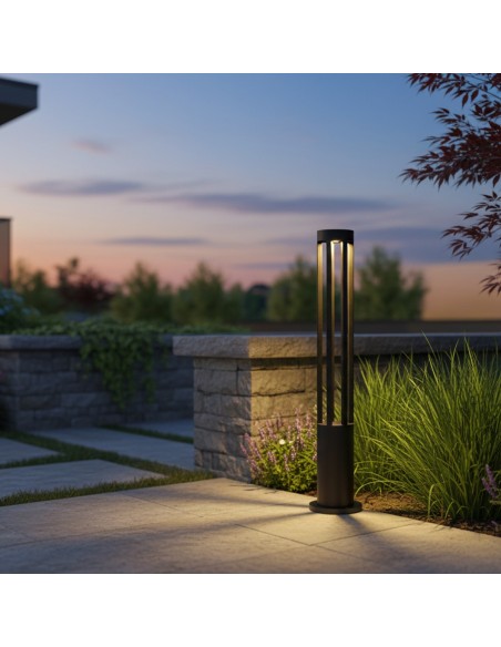 kelvo® GREMO KLV-101-0123 Μοντέρνο Φωτιστικό Κολωνάκι Κήπου LED 7W 735lm 45° AC 220-240V Αδιάβροχο IP65 Θερμό Λευκό 2700K - Bridgelux COB Chip & TÜV SÜD Driver - Γκρι Ανθρακί Ματ - Μ15.5 x Π15.5 x Υ80cm - 5 Χρόνια Εγγύηση