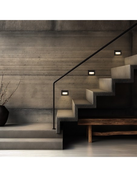 kelvo® STEPART KLV-101-0083 Μοντέρνο Χωνευτό Φωτιστικό Σκαλοπατιού - Διαδρόμου LED 6W 750lm 45° AC 220-240V Αδιάβροχο IP65 Θερμό Λευκό 2700K - Lumileds SMD Chip & TÜV SÜD Driver - Μαύρο Ματ - Μ11.5 x Π5.3 x Υ8.3cm / Q10.63 x 7.61cm - 5 Χρόνια Εγγύηση