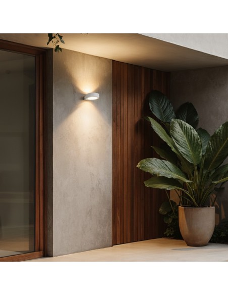 kelvo® AURA KLV-101-0115 Μοντέρνο Φωτιστικό Τοίχου - Απλίκα LED 7W 875lm 45° AC 220-240V Αδιάβροχο IP65 Θερμό Λευκό 2700K - Bridgelux COB Chip & TÜV SÜD Driver - Λευκό Ματ - Μ15 x Π13 x Υ4.5cm - 5 Χρόνια Εγγύηση