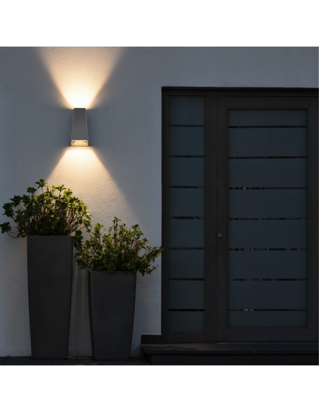 kelvo® FLUX KLV-101-0120 Μοντέρνο Φωτιστικό Τοίχου - Απλίκα LED 6W 750lm 30° AC 220-240V Αδιάβροχο IP65 Θερμό Λευκό 2700K - Bridgelux COB Chip & TÜV SÜD Driver - Γκρι Ανθρακί Ματ - Μ5 x Π8.5 x Υ17cm - 5 Χρόνια Εγγύηση