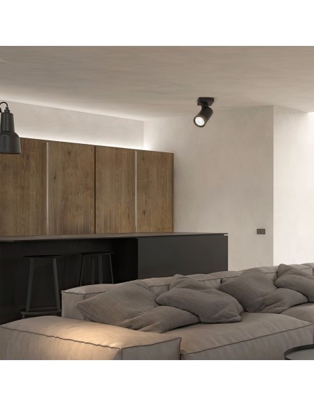 kelvo® SPOTA KLV-101-0134 Μοντέρνο Κινούμενο Φωτιστικό Σποτ Οροφής με Ντουί 1 x GU10 90° AC 220-240V IP20 - Μαύρο Ματ - Μ7 x Π6 x Υ14cm