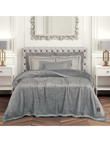 GREENWICH POLO CLUB ΚΟΥΒΕΡΤΑ VELOUR KING ESSENTIAL 3971 GREY