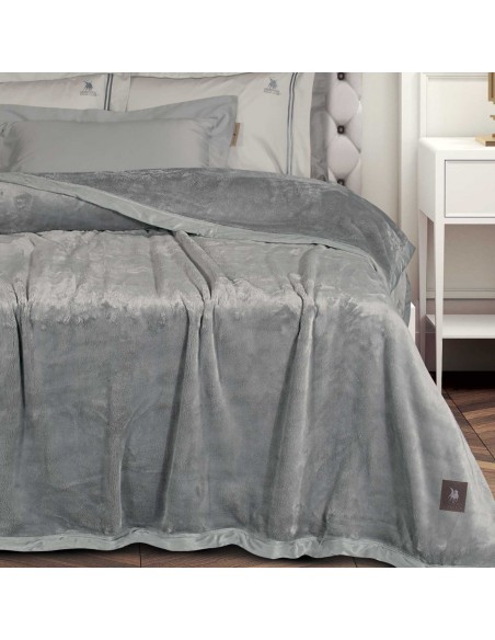 GREENWICH POLO CLUB ΚΟΥΒΕΡΤΑ VELOUR KING ESSENTIAL 3971 GREY