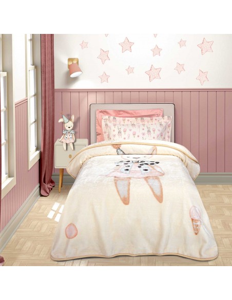 Κουβέρτα Βελουτέ Παιδική 160x220 Junior Essential 8859 Cream