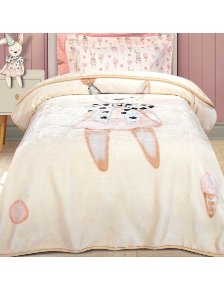 Κουβέρτα Βελουτέ Παιδική 160x220 Junior Essential 8859 Cream 2