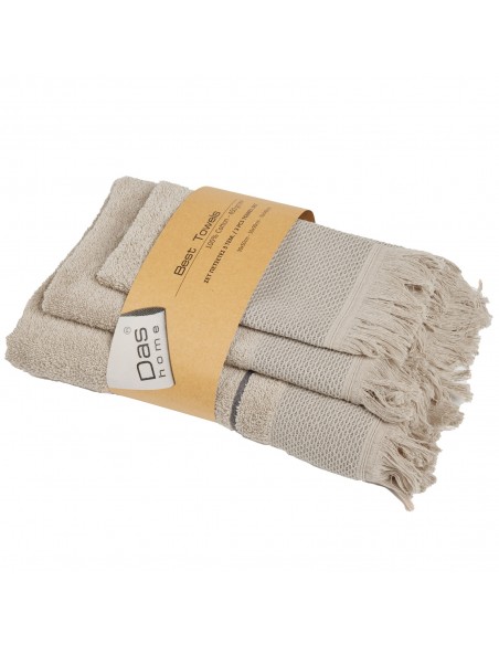 DAS HOME ΣΕΤ ΠΕΤΣΕΤΕΣ 3ΤΕΜΑΧΙΩΝ BEST 0842 TAUPE