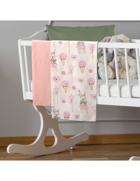 Σετ Σεντόνια Λίκνου 70x120 Essential 8859 Ivory, Pink 2