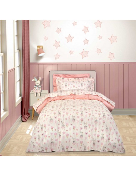 Σετ Σεντόνια Παιδικά 170x260 Essential 8859 Ivory, Pink