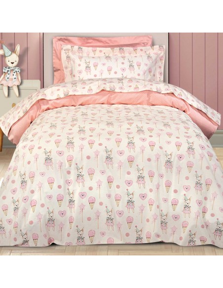 Σετ Σεντόνια Παιδικά 170x260 Essential 8859 Ivory, Pink 2