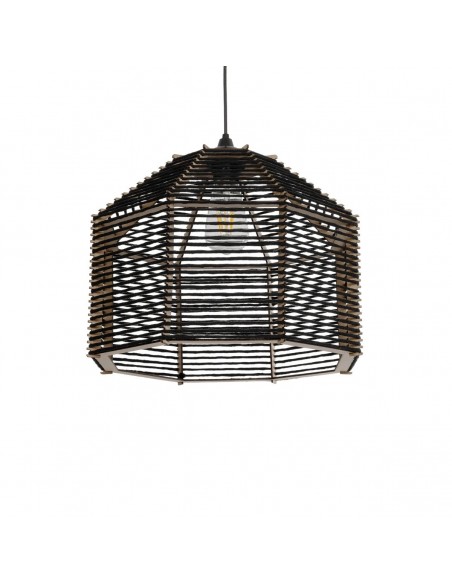 GLOBOSTAR® VORK 205-0027 Boho Κρεμαστό Φωτιστικό Οροφής με Ντουί 1 x E27 AC 220-240V IP20 - Μαύρο - M40 x Π40 x Υ36cm