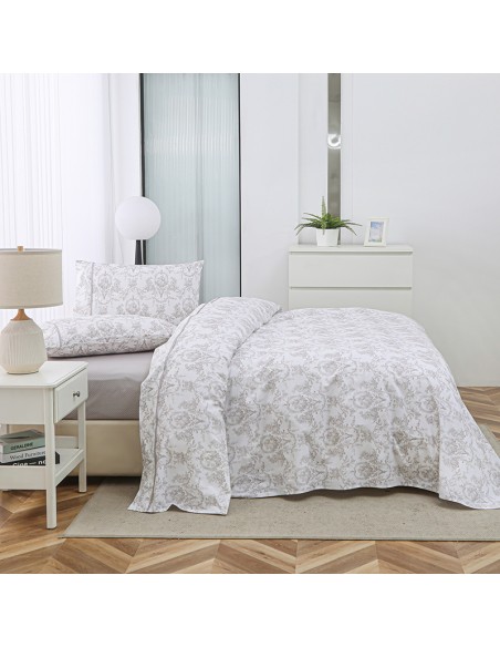 Σετ Σεντόνια Βαμβακοσατέν Υπέρδιπλα 245x270 Chantal Beige