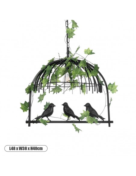 GLOBOSTAR® NEST 01640 Vintage Κρεμαστό Φωτιστικό Οροφής με Ντουί 1 x E27 AC 220-240V IP20 - Μαύρο & Πράσινο - Μ48 x Π38 x Υ40cm