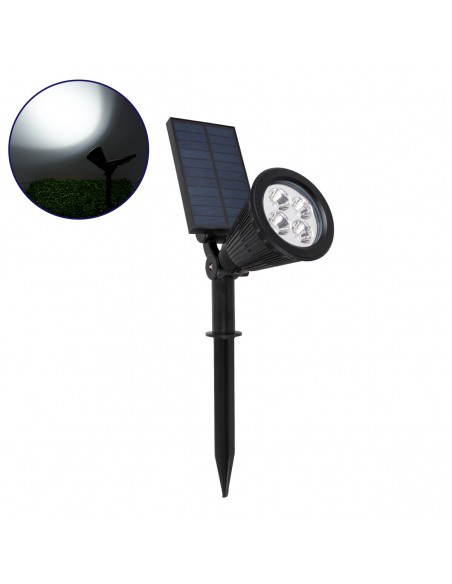 GloboStar® 85710 Μαύρο Προβολάκι Σποτ Κήπου Πλαστικό Καρφωτό LED HIGH POWER 8W 800lm με Ενσωματωμένη Μπαταρία 2200mAh - Φωτοβολταϊκό Πάνελ με Αισθητήρα Ημέρας-Νύχτας Αδιάβροχo IP67 Ψυχρό Λευκό 6000K