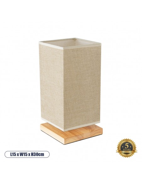 GLOBOSTAR® ARUBA 02041 Boho Επιτραπέζιο Φωτιστικό Πορτατίφ με Ντουί 1 x E27 AC 220-240V IP20 - Μπεζ - Μ15 x Π15 x Υ30cm