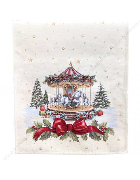 Τραβέρσα Χριστουγεννιάτικη 0.47x1.40 Joy Silver 1406