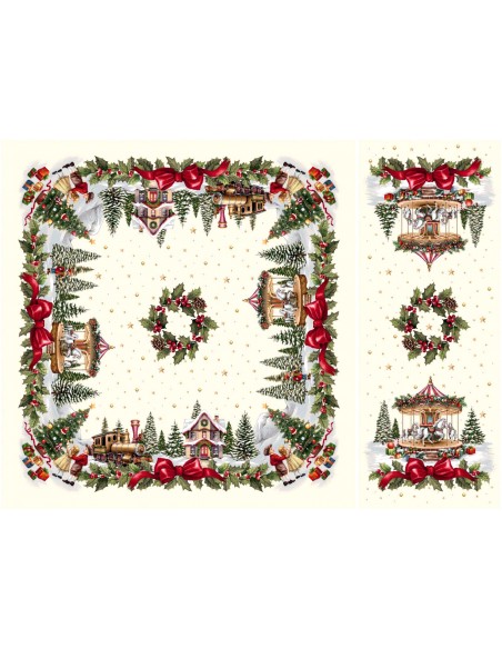 Σετ Τραπεζοκαρέ 1.00x1.00 + Τραβέρσα 1.00+0.40 Carousel Joy Silver 1406