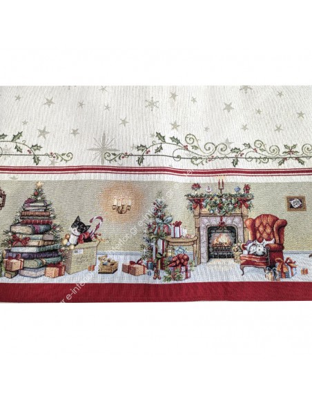 Τραπεζομάντηλο Χριστουγεννιάτικο 165x300 Joy Silver 1384