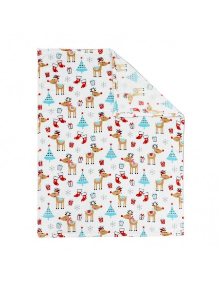 Σετ Χριστουγεννιάτικο Κουβερτάκι Αγκαλιάς Με Τάρανδο 75x100