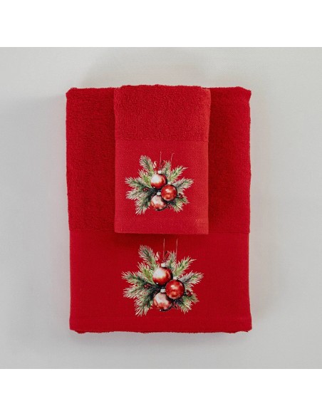 Σετ Χριστουγεννιάτικες Πετσέτες 2τμχ Ornaments Red