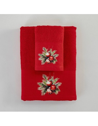 Σετ Χριστουγεννιάτικες Πετσέτες 2τμχ Ornaments Red