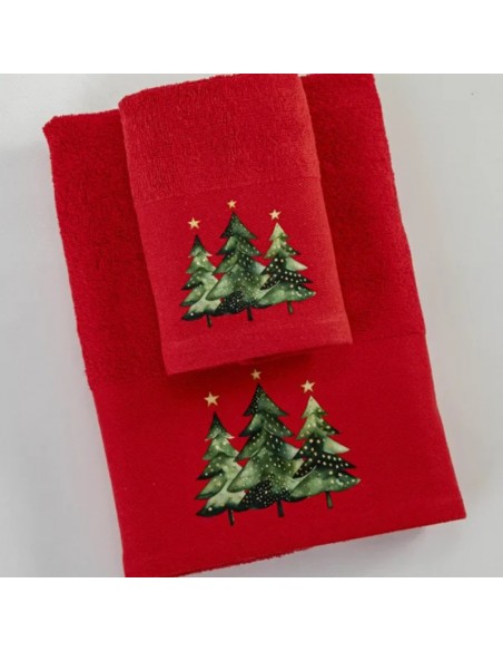 Σετ Χριστουγεννιάτικες Πετσέτες 2τμχ Fir Red