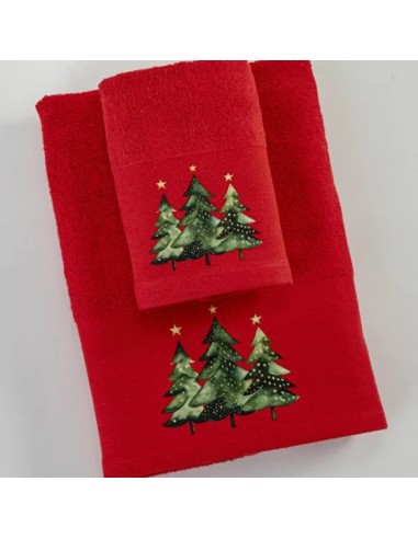 Σετ Χριστουγεννιάτικες Πετσέτες 2τμχ Fir Red